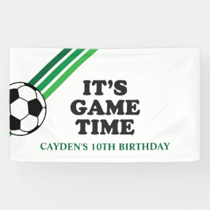 Banderoles Anniversaire de Football Rayures Vertes Heure de J