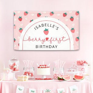 Banderoles Anniversaire de fraises Berry Sweet Backdrop Banne