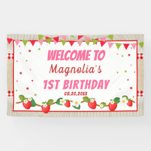 Banderoles Anniversaire de fraises Rouge Camco Blanche fond