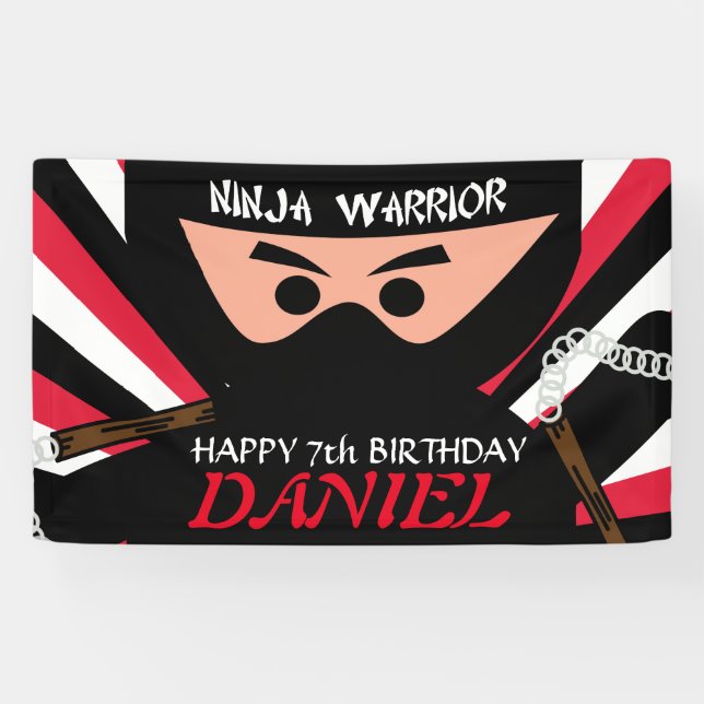 Banderoles Anniversaire de guerrier de Ninja (Horizontal)