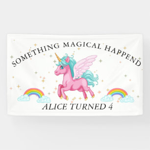 Banderoles Anniversaire de la licorne rose magique