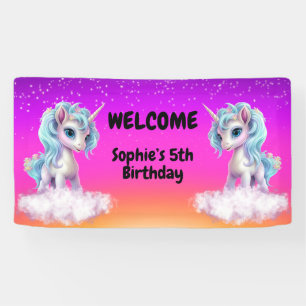 Banderoles Anniversaire de la licorne rose vibre