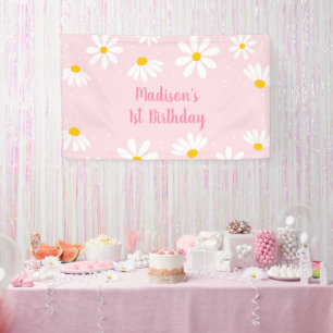 Banderoles Anniversaire de la marguerite rose