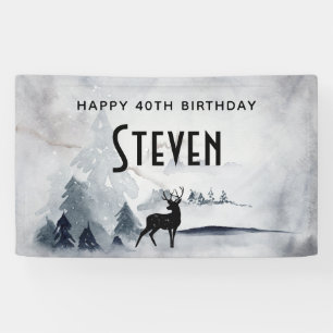 Banderoles Anniversaire de la peinture à l'eau Gris Rustique