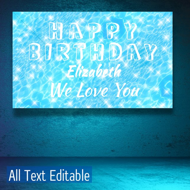 Banderoles Anniversaire de la piscine Fête de plage L'eau ron (Créateur téléchargé)