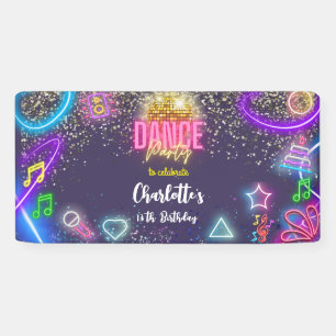 Banderoles Anniversaire de la soirée de danse néon