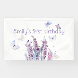 Banderoles Anniversaire de papillon rose violet