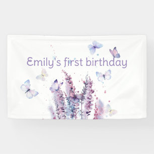 Banderoles Anniversaire de papillon rose violet