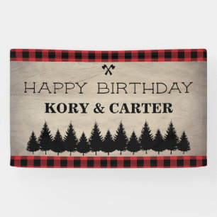 Banderoles Anniversaire de Plaid Buffalo Wood