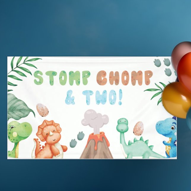 Banderoles Anniversaire de Stomp, de Chomp et de deux dinosau (Créateur téléchargé)