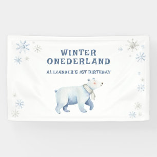 Banderoles Anniversaire des 1 an de Winter Onederland Ours Po