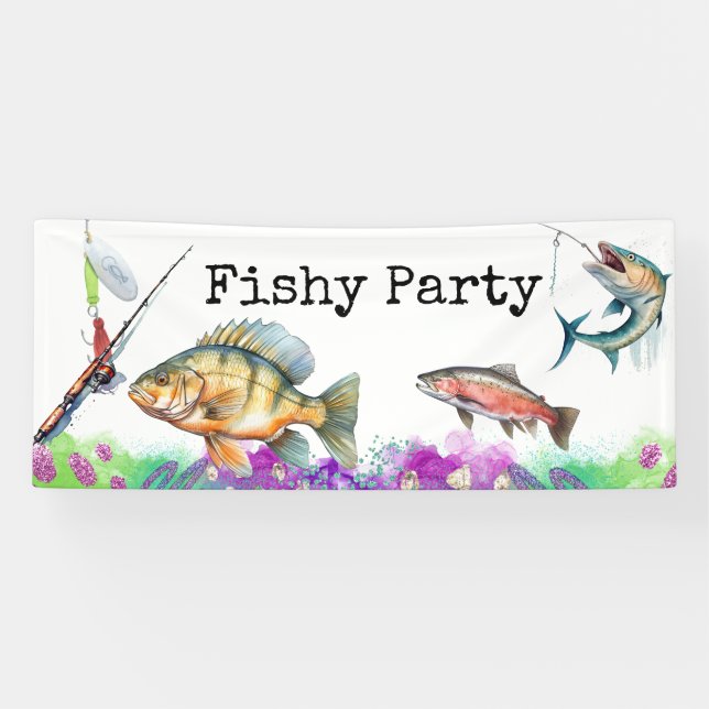Banderoles Anniversaire des amoureux de la pêche avec l'aquar (Horizontal)