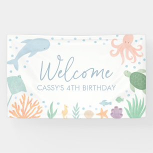 Banderoles Anniversaire des animaux de l'océan sous la mer