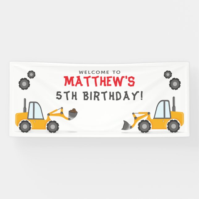 Banderoles Anniversaire du camion de construction  (Horizontal)