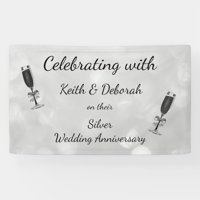 Banderoles Anniversaire du Mariage d'argent personnalisé (Horizontal)