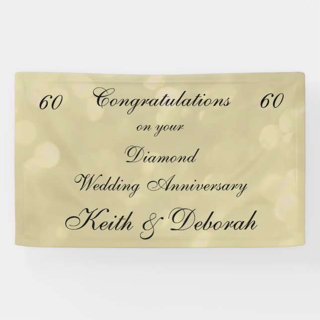 Banderoles Anniversaire du Mariage Diamond personnalisé (Horizontal)