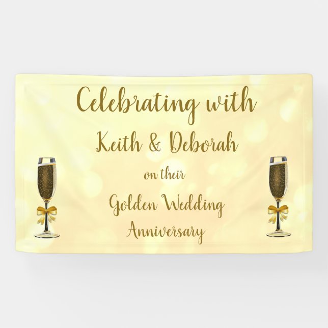Banderoles Anniversaire du Mariage d'or personnalisé (Horizontal)