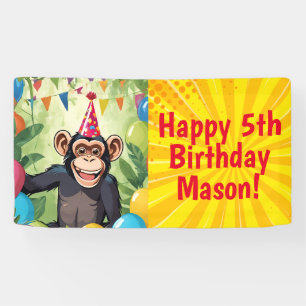Banderoles Anniversaire du singe sauvage de la jungle sauvage