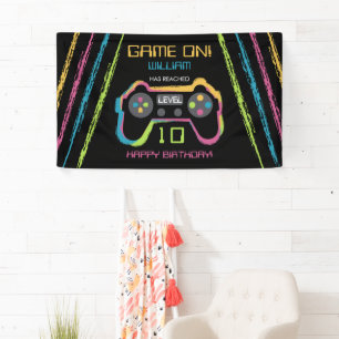 Banderoles Anniversaire d'un adolescent joueur de jeux vidéo