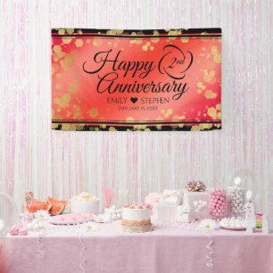 Banderoles Anniversaire élégant du 2ème Mariage Garnet