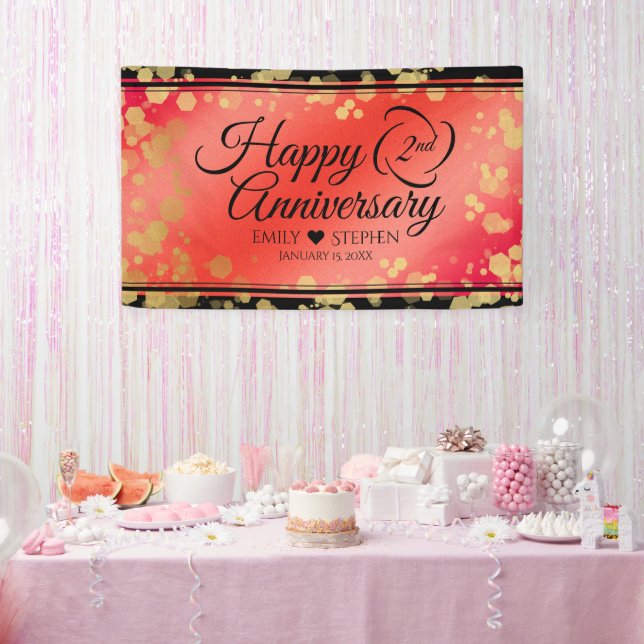 Banderoles Anniversaire élégant du 2ème Mariage Garnet (Fête)