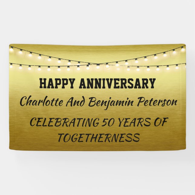 Banderoles Anniversaire élégant du 50e Mariage d'or (Horizontal)