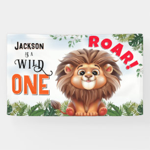 Banderoles Anniversaire Enfant Lion Safari Wild One