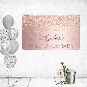 Banderoles Anniversaire fête rose or rousse parties scintilla