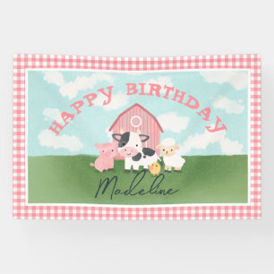 Banderoles Anniversaire Fille Animaux de Ferme Mignons de la
