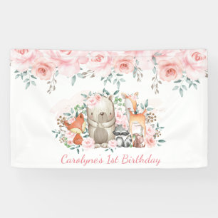 Banderoles Anniversaire floral doux d'animaux de région