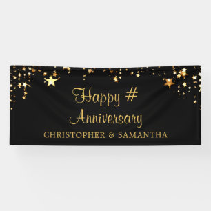 Banderoles Anniversaire Gold étoiles votre texte et couleur