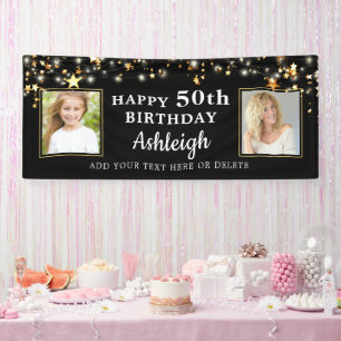 Banderoles Anniversaire Gold Stars Lights 2 Photo Votre coule