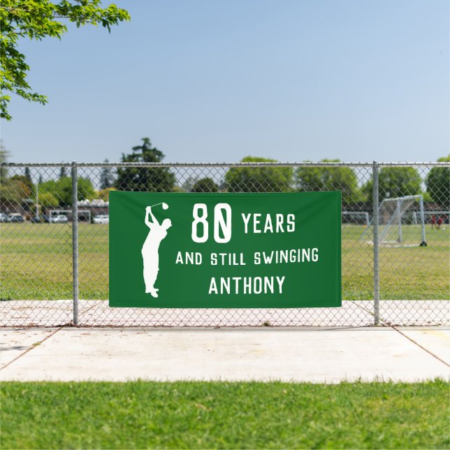 Banderoles Anniversaire Golfer Funny 80e heureux Papa Par Spo (Insitu)