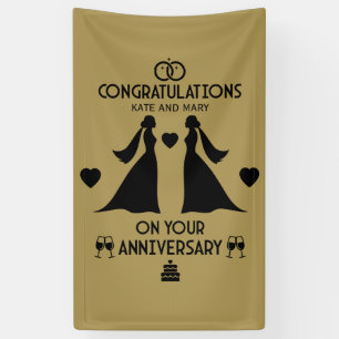 Banderoles Anniversaire Mariage des filles gays