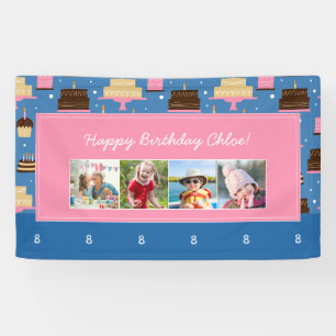 Banderoles Anniversaire Motif de gâteau Nom personnalisé + Ph