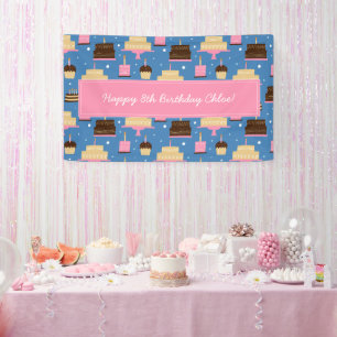 Banderoles Anniversaire Motif de gâteaux Nom personnalisé + S