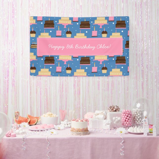 Banderoles Anniversaire Motif de gâteaux Nom personnalisé + S (Fête)