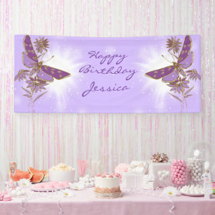 Banderoles Anniversaire Papillon Violet