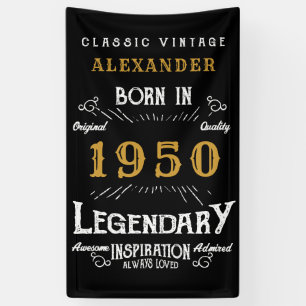 Banderoles Anniversaire personnalisé 1950 Légendaire en détre