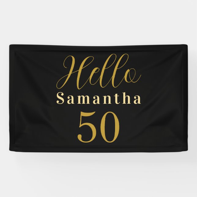 Banderoles Anniversaire personnalisé 50e anniversaire Black G (Horizontal)