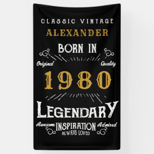 Banderoles Anniversaire personnalisé Ajoutez votre nom 1980 L