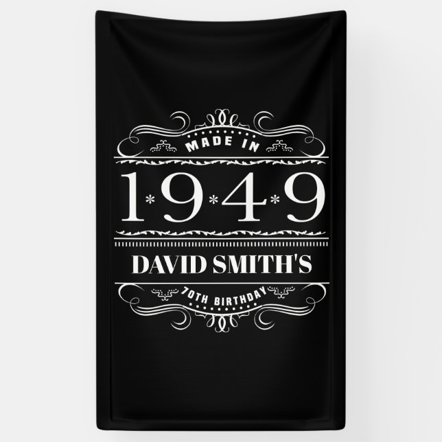 Banderoles Anniversaire Personnalisé De 1949 Pour Hommes (Vertical)