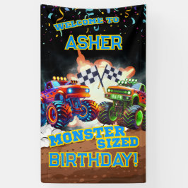 Banderoles Anniversaire personnalisé de camion monstre cool p