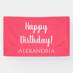 Banderoles Anniversaire personnalisé rose rouge joyeux annive