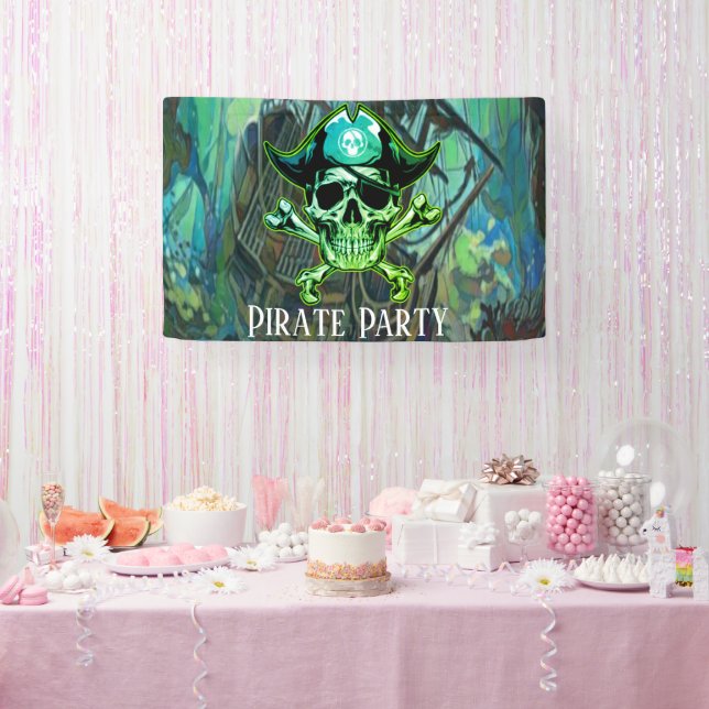 Banderoles Anniversaire Pirate Party Skull Thème Maison Drape (Fête)
