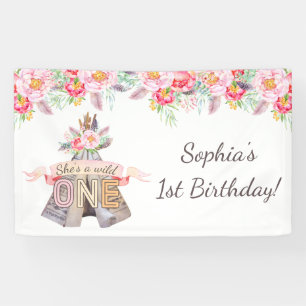 Banderoles Anniversaire sauvage de Teepee tribal floral de