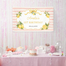 Anniversaire Thème Citron Rose Gingham 1 an