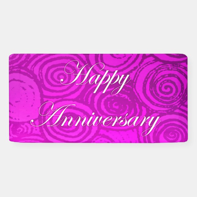 Banderoles Anniversaire tourbillonne rose (Horizontal)