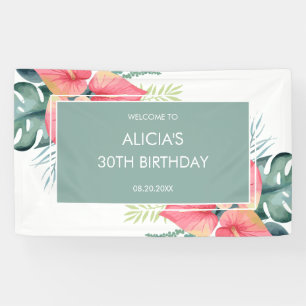 Banderoles Anthurium Tropical Chic & Monstera Anniversaire