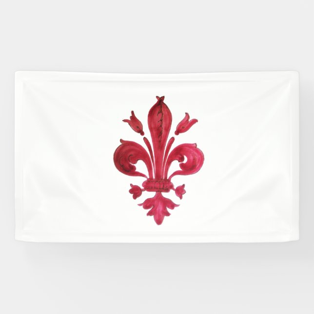 Banderoles ANTIQUE FLEUR ROUGE DE LIS EN Héraldique BLANC (Horizontal)